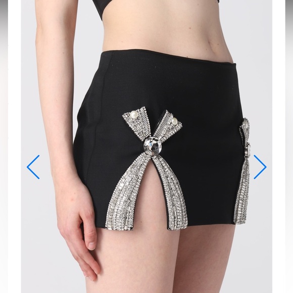 AREA NYC Black Deco Bow Slit Miniskirt - NWT- size 6 - Picture 6 of 17